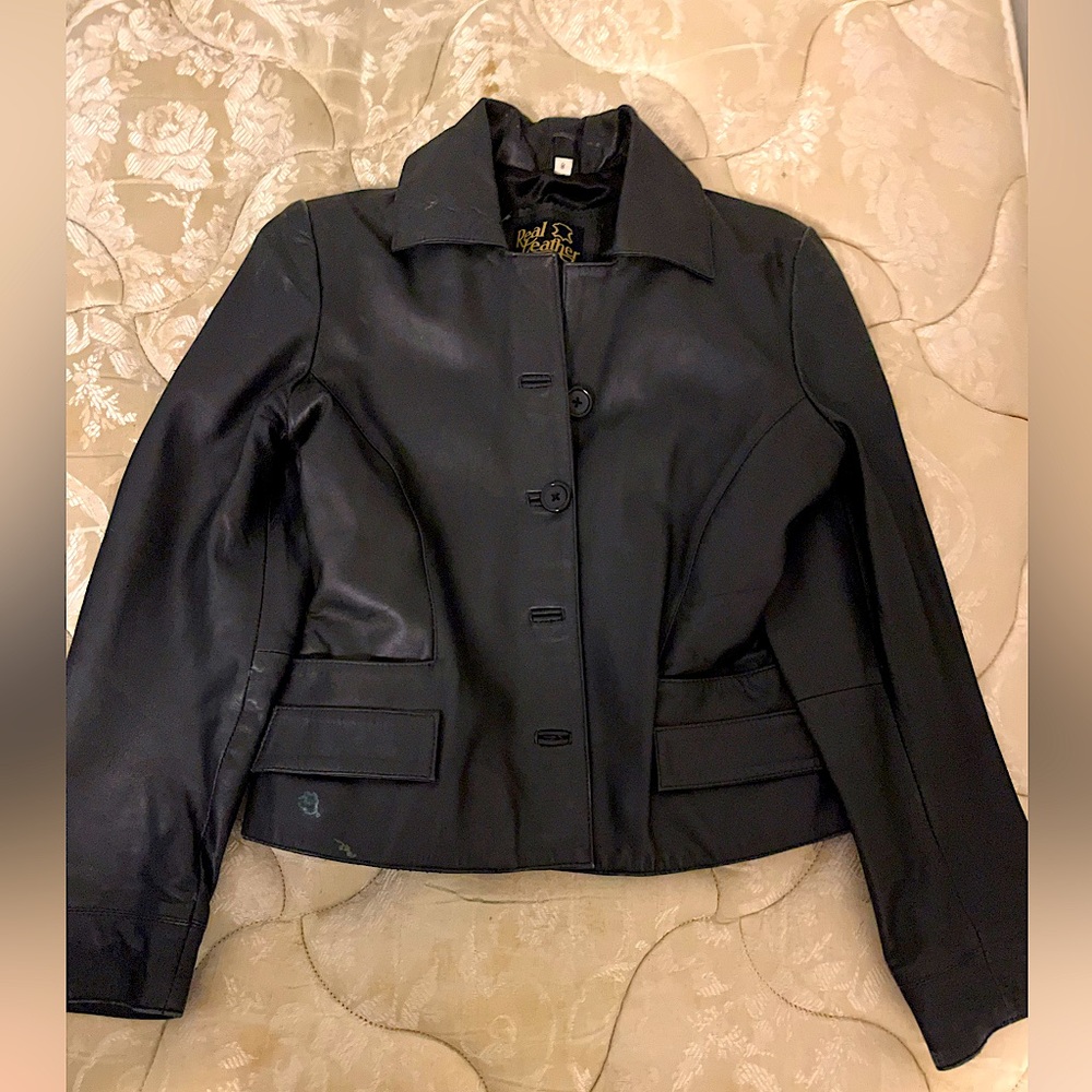 Black vintage leather jacket